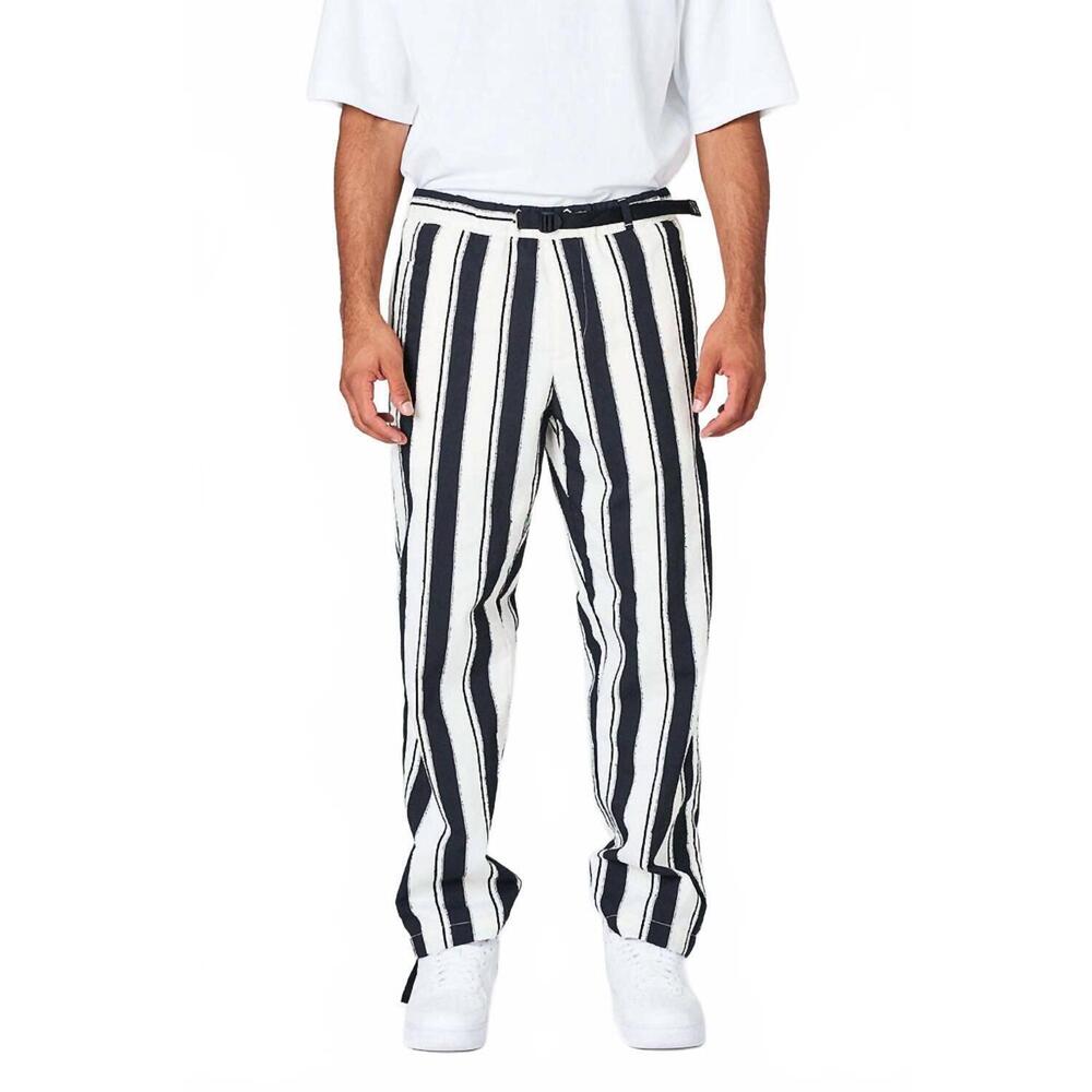 NEW WHITE SAND parachute canvas stripe pant in black/white